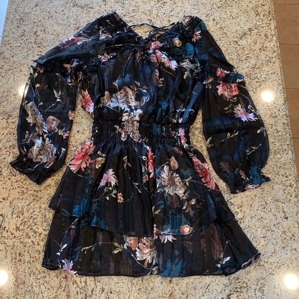 NEW William Rast Shadow Stripe Floral Dress